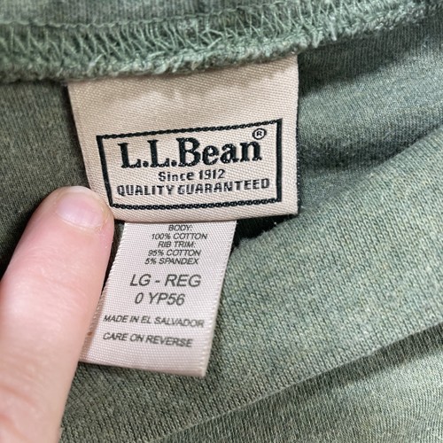 Camiseta LL Bean cuello falso para hombre L grande REG manga larga capa base verde - Imagen 4 de 7