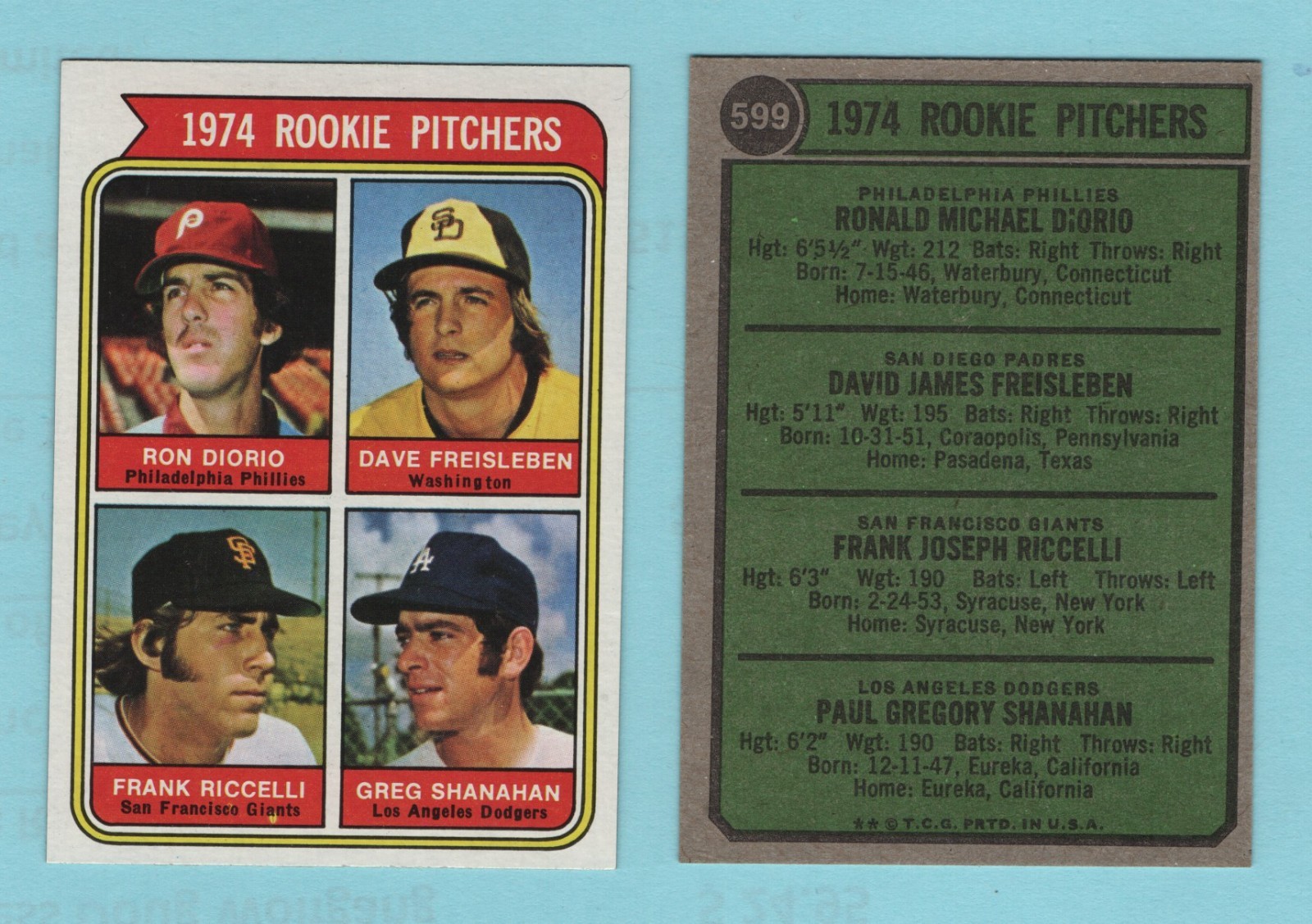 1974 Topps # 599 74' Rookie Pitchers -- Box  725