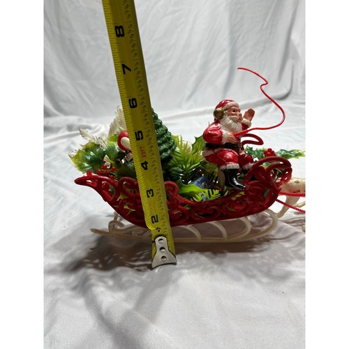 Vtg Santa Sleigh & Reindeer Christmas Plastic/Felt 1960s/70s Holiday Decor 13” - Picture 6 of 8