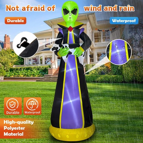 10FT Halloween Gonfiabili Decorazioni da Esterno Gonfiabile Alieno Ruba Mucca Bui... - Foto 6 di 6