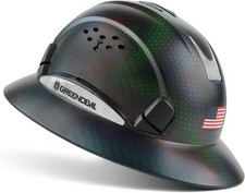 GREEN DEVIL Full Brim Hard Hat Vented one adjustable size, The Chameleon 
