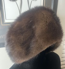 Vintage Genuine Mink Fur Hat Lined Women's Pill Box Style