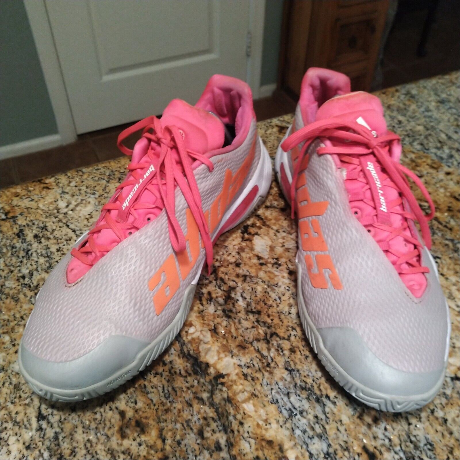 SAOLA Scarpe da tennis Adidas donna Barricade grigie due arancione solare rosa shock taglia 11