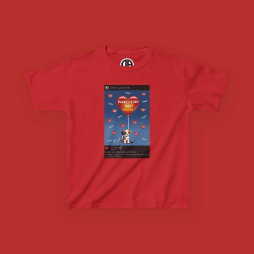 "Daddy's Little Hellion" Cute Puppy Dog Design Post, Unisex Kid's Short-Sleeve H - Picture 80 of 98