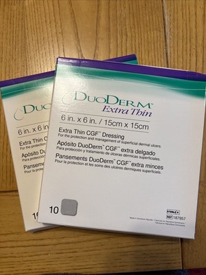 2 New DuoDerm Extra Thin 10 Per Box (Total 20) Dressing 6X6'' Exp 2027