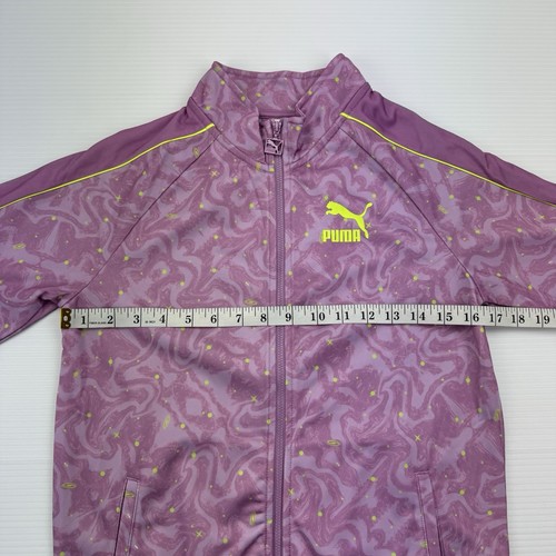 Puma Girls Full Zip Purple Track Jacket Activewear Size XL 16 Glow In The Dark - Picture 7 of 10