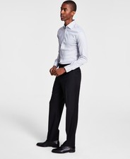 Michael Kors Mens Classic fit Dress Pants 42 / 30 Black Solid Stretch Wool
