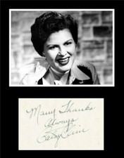 Patsy Cline Signed and Inscribed 3 x 5 Card in Display w/ Picture and Matting