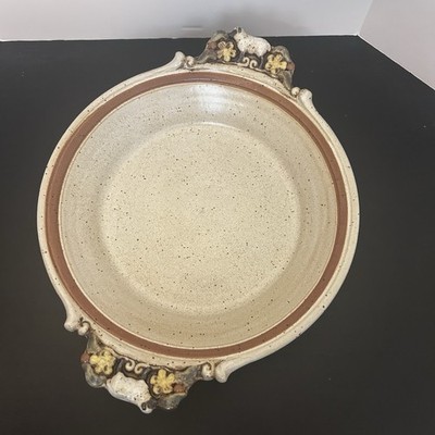 VTG Bob Anderson Iowa Sunflower Pottery Art Studio Stoneware Sheep Platter 1991