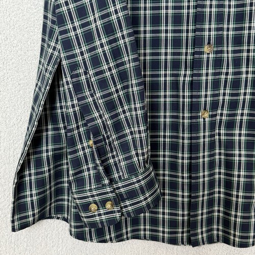 LL BEAN Shirt Men's M Wrinkle Free Twill Traditional Fit Blue Green Plaid Cotton - Picture 3 of 8