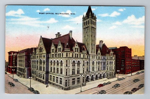 Milwaukee, WI-Wisconsin, Post Office Building Antique, Vintage Souvenir Postcard - Picture 1 of 2