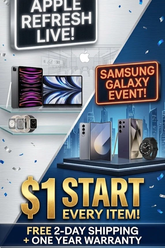 $1 STARTS! UPGRADE YOUR TECH: IPADS, PHONES, GAMING, MACBOOKS& SMARTWATCHES