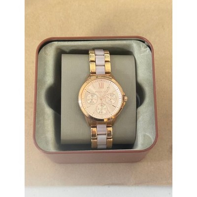 Logo Rose Gold-Tone and Acetate Watch Acetate Link Bracelet Watch | Anne Klein main image 2