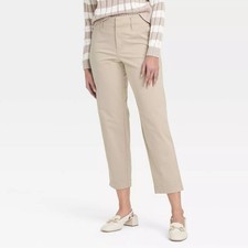 A New Day Women's High Rise Straight Leg Ankle Chino Pants Khaki Size 2