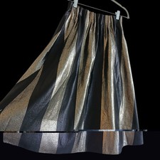 NEW ASOS Bold Metallic Stripe A-Line Party Skirt Women’s 6 Black Gold Lined Midi