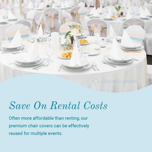50 pc Ivory Polyester Banquet Chair Covers Wedding Reception rm - Picture 5 of 8