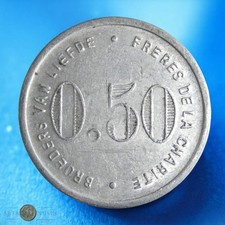 BELGIQUE - Jeton - Token - 0,50 Franc "Frères de la charité", Aluminium