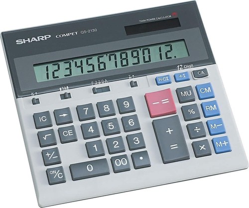 QS-2130 12-Digit Commercial Calculator with Kickstand - Solar & Battery Powered - Picture 6 of 7