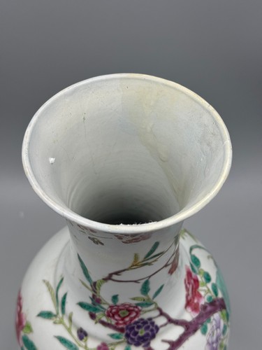 Antique 19th c Chinese Famille Rose Peony and Butterfly Porcelain Vase 13 1/2" - Picture 11 of 14