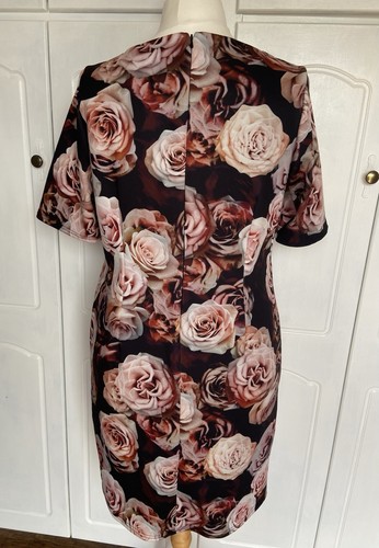 Dress Size 20 Roses Floral Brown Scuba Stretch Occasion Pencil Party Wedding - Picture 7 of 15
