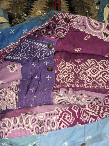 Kapital Flannel Reversible Bandana 1st Jacket Purple Blue Size 4 - Picture 6 of 10