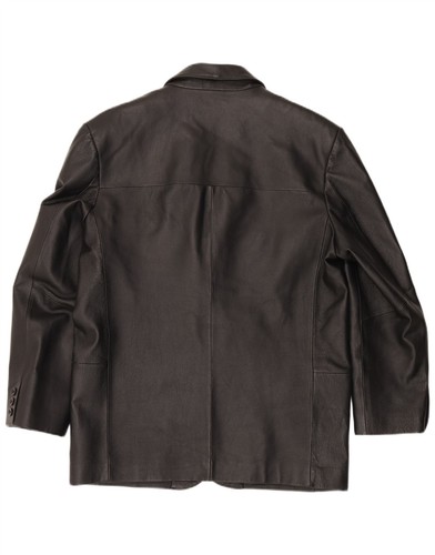 ROUTE 66 Mens 3 Button Leather Blazer Jacket UK 42 XL Black Leather DO17 - Picture 4 of 5