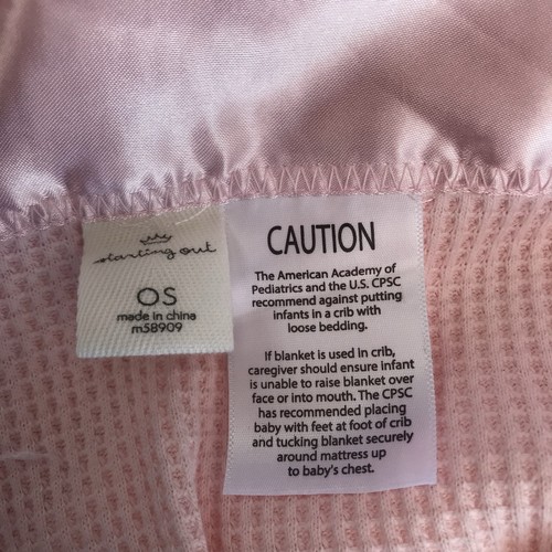 Starting Out Pink Thermal waffle satin edge Baby Blanket - Picture 4 of 7