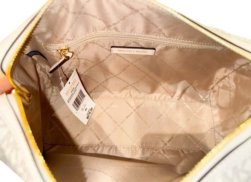 Michael Kors Jet Set Travel Medium Satchel Shoulder Duffle Bag MK Light Cream - Picture 9 of 12