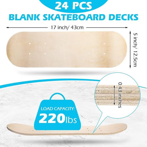 24 tablas de madera en blanco a granel para principiantes niños mini monopatín de arce 17 x 5 - Imagen 6 de 7