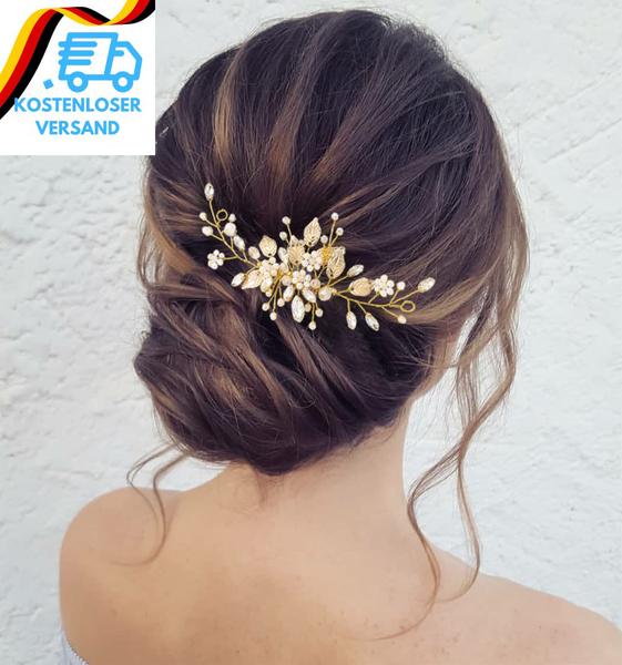 Zoestar Braut Hochzeit HaarkäMme Blume Perle Kopfschmuck Braut Kristall Blatt Ha-image