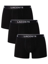 Image of Lacoste Men's 3 Pack Casual Trunks, Black