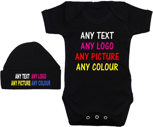 Personalised Text, Logo, Image, Any Colours Baby Grow, Bodysuit & Beanie Hat - 第 4/16 張圖片