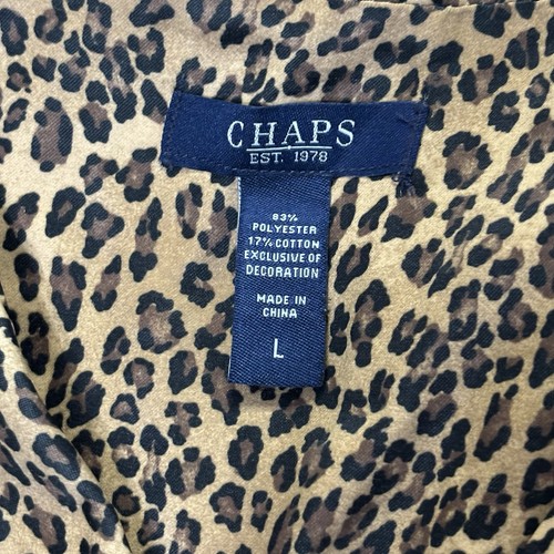 Chaps Ralph Lauren Leopard Sateen Pajama Set w/Black Piping Size Large NWOT - Picture 5 of 9