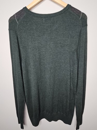 Croft & Borrow Sweater Men M Green Gray Argyle Preppy Cotton Modal Tennis - Picture 9 of 14