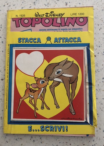 TOPOLINO 1535 * COPERTINA ADESIVA COMPLETA IDEA REGALO FESTA MAMMA* 1985 RARO