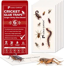LULUCATCH Cricket Insect Glue Traps - 6 Pack Bug Cockroach Sticky White 