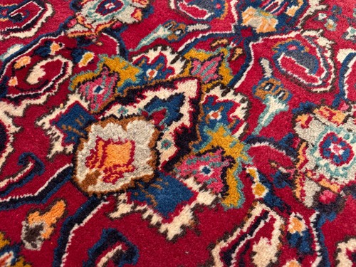 RED VINTAGE RUG 8x12 ANTIQUE HAND-KNOTTED handmade BLUE oriental real fine 9x12 - Picture 7 of 22