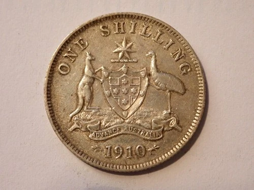 1910 AUSTRALIAN SILVER SHILLING KING EDWARD VII VF CONDITION FIRST YEAR MINTED