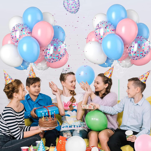 33 Pack 10Inch Baby Blue Pink Balloons Set, Stitch Birthday Decorations, Pink an - Picture 6 of 12