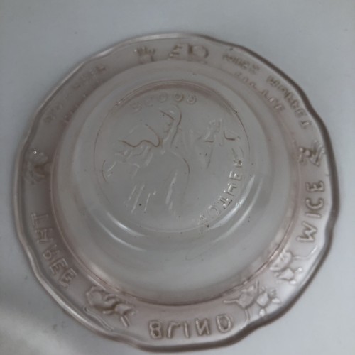 Vintage Amethyst Indiana Glass Nursery Rhyme Grill Plate, Bowl and Mug 3 Pc Set - Picture 18 of 24