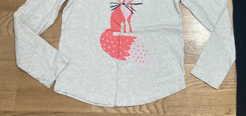 Girl's Gymboree & Cat & Jack Outfit Size 7-8 - Oatmeal Fox Top w/Black Jeggings - Picture 4 of 8