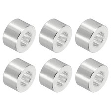 6Pcs Aluminum Spacer, 3/8"OD x 3/16"ID x 1/4"Length Round Spacer, Silver Tone