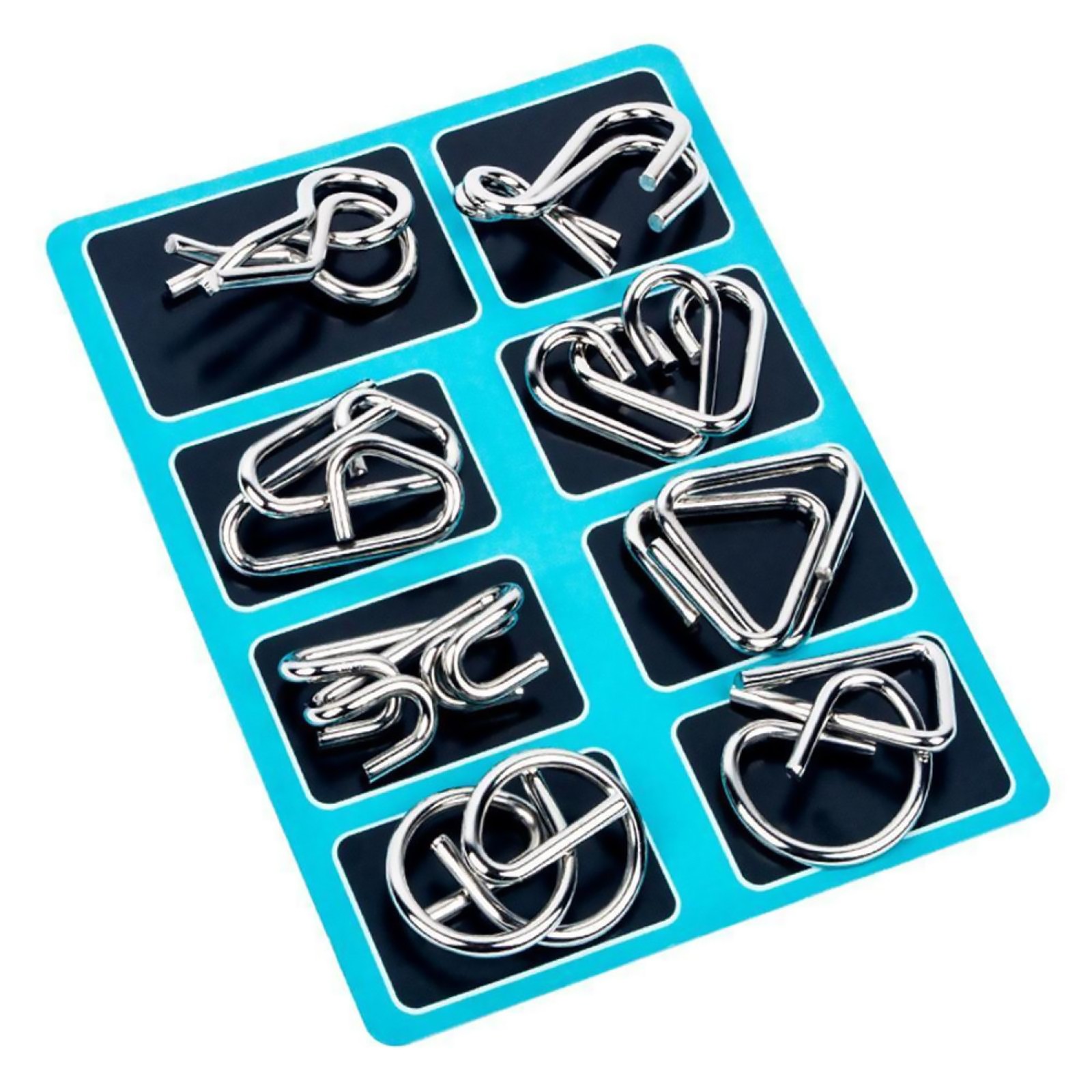8PCS Metal Puzzle Wire IQ Mind Brain Teaser Toys IQ creative Educational Toys B