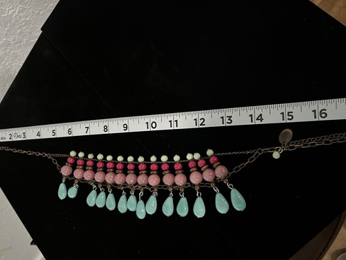 Silberfarbene wunderschöne Perlenkette Latz Statement Halskette Boho ZAD - Bild 13 von 14