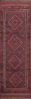 Rosso/Blu Balouch Afghan Runner Tappeto 2x8 Geometrico Annodato a Mano Lana per