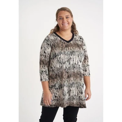 -20% Tunika Longshirt Pont Neuf 52 beige sand schwarz Jersey Lagenlook A-Form - Bild 1 von 4