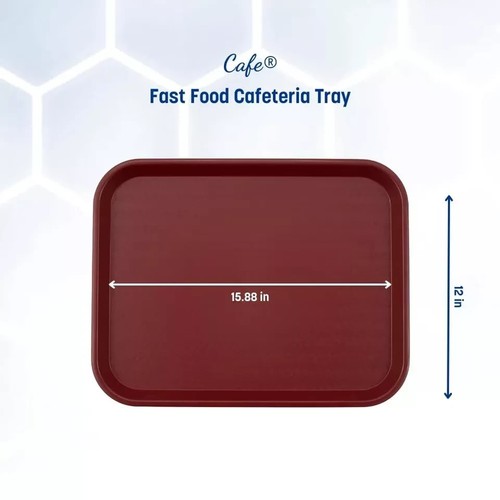 Bandeja de comida rápida de plástico para café, 14" x 18", Borgoña - Imagen 8 de 8