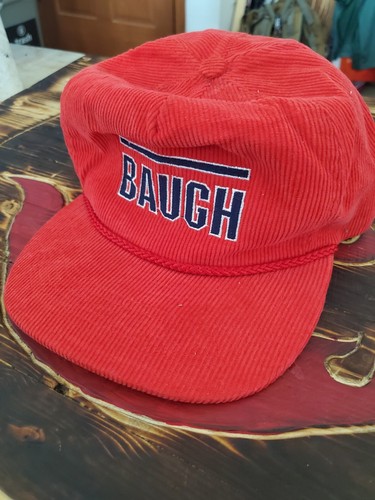 Vintage BAUGH Red Corduroy Otto Snapback Hat Boeing Contractor One Size -RARE- - Picture 2 of 11