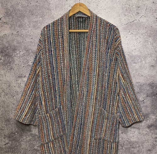 Missoni Milano Luxury Vintage Multicolor Terry Cotton Knit Pockets Bathrobe Sz L - Picture 9 of 15