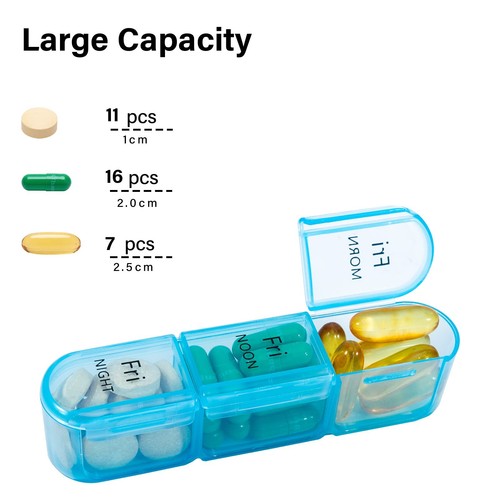 Organizador de Píldoras 3 Veces al Día, Caja de Píldoras Diaria 7 Días, Estuches Semanales Medicina Org... - Imagen 2 de 9